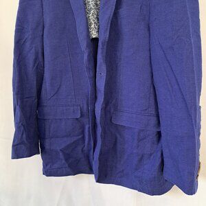 Alan Flusser Mens Medium Cobalt Blue Blazer Linen Rayon Lightweight